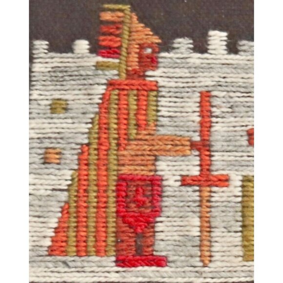 Vintage Poland Sumak Kilim Wool Tapestry Wall Hanging Fringe Hand Made Mid Centu - Picture 4 of 5